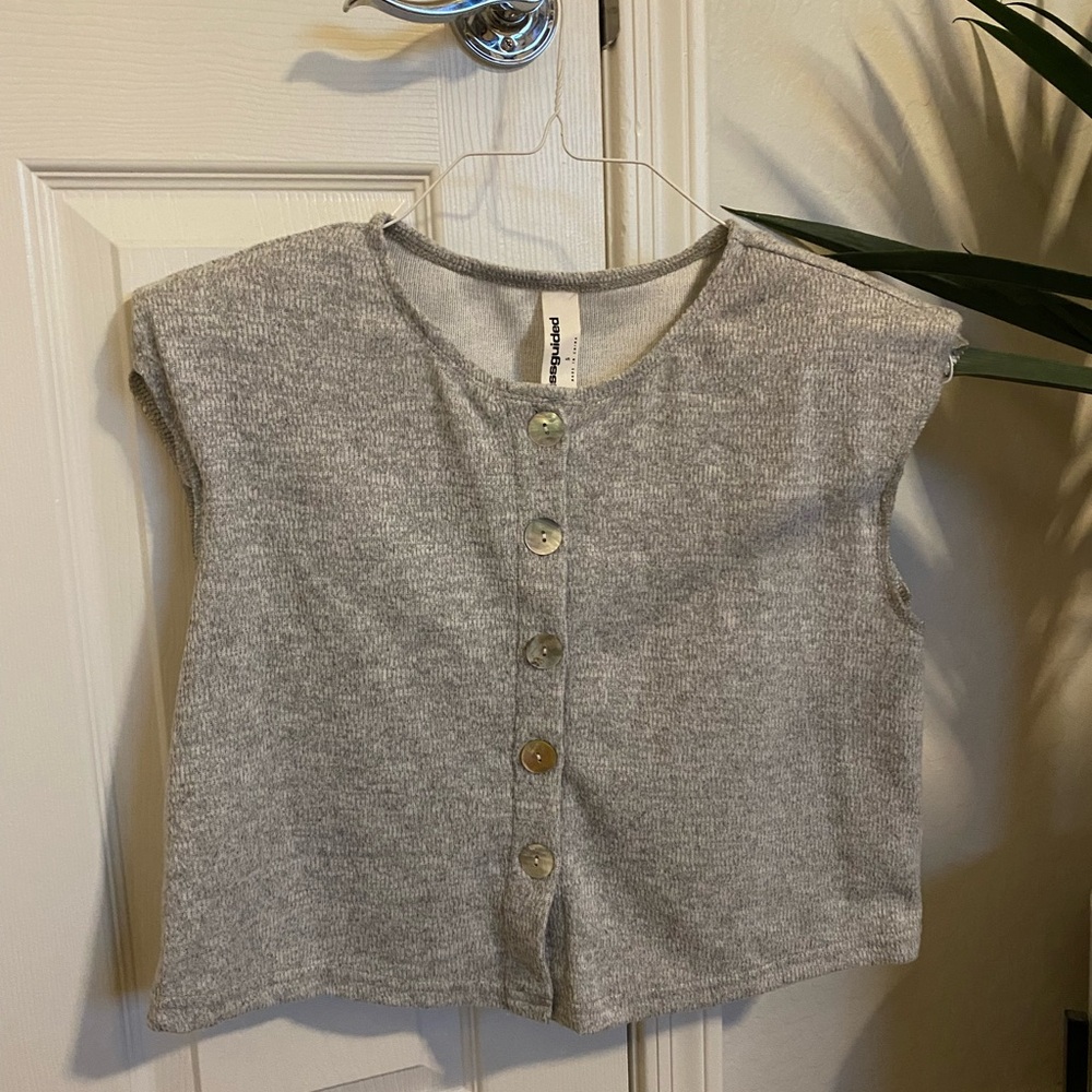 Missguided + Gray Button Down Tank